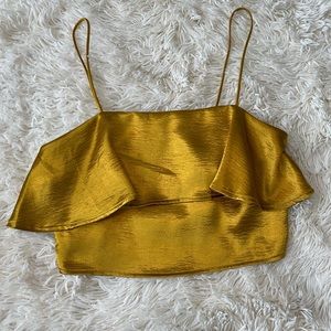 Urban Outfitters Gold Ruffle Tanktop